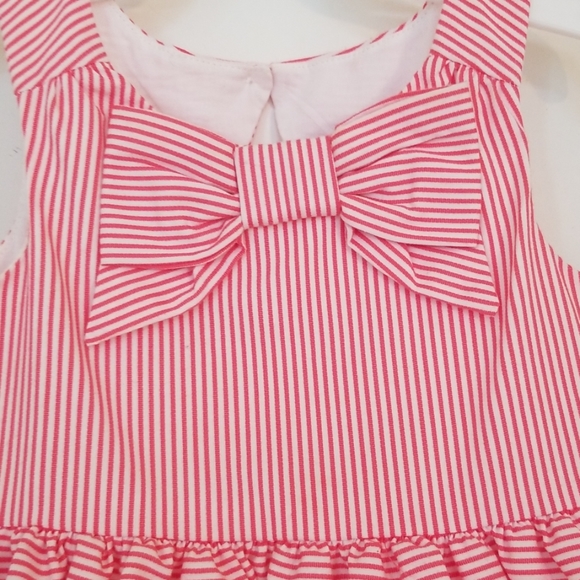 Janie and Jack red striped bow dress with sweater - Picture 5 of 8